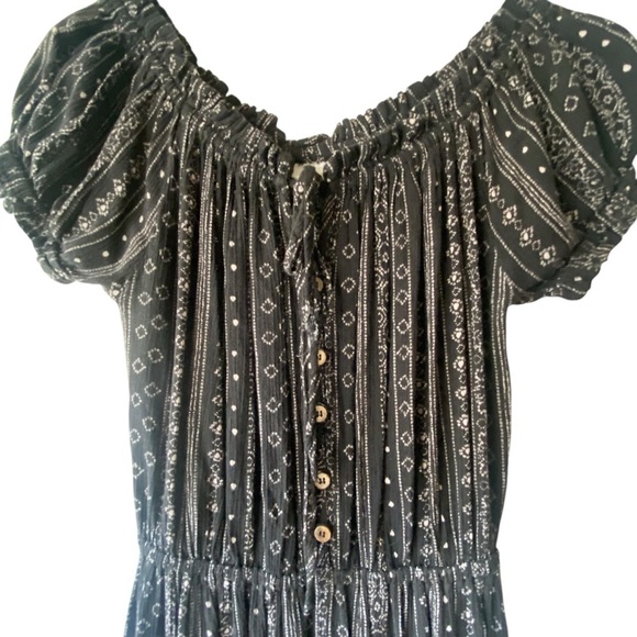 By Together Floral Button Down Puff Sleeve Wide Leg Stretchy Waist Jumpsuit SZ L - Picture 3 of 11